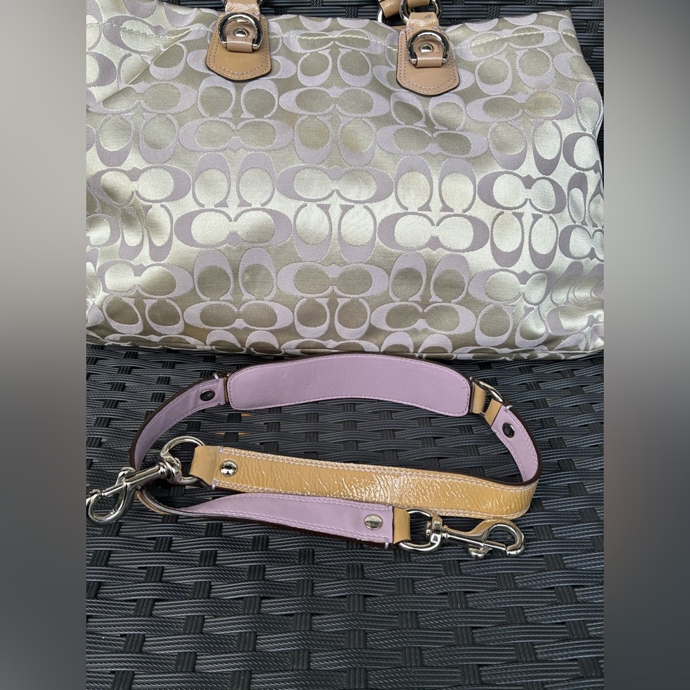 COACH BAG,Coach Cream and ligth purple Bag, COACH Shoulder Bag - Picture 6 of 16